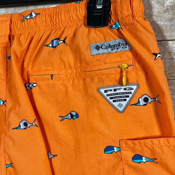 COLUMBIA PFG PULL ON FISH PRINT SWIM TRUNKS OMNI-SHADE LINED SIZE MEDIUM - Picture 3 of 7